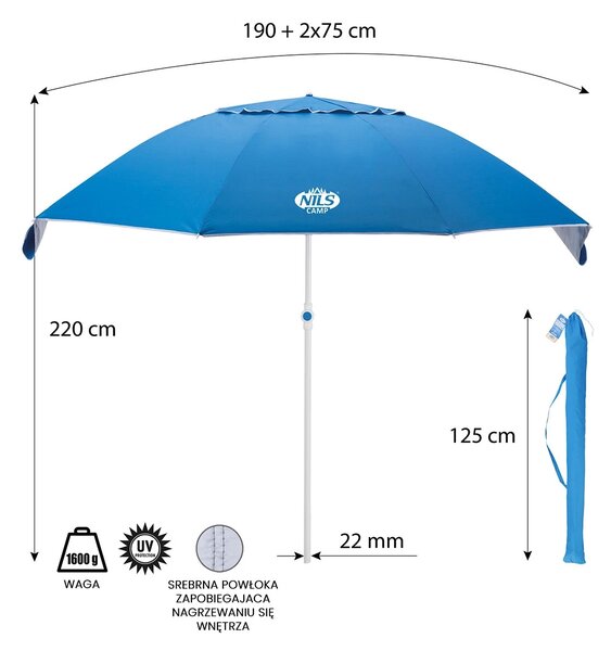 NC7822 MODRÝ SLUNEČNÍK XL 190 CM NILS CAMP