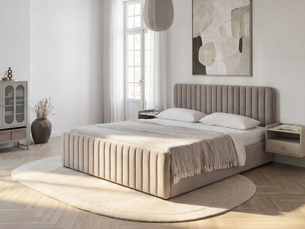 Postel s úložným prostorem LUNAN Taupe 180 x 200 cm