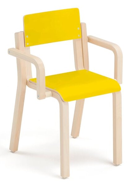 AJ Produkty Dětská židle DANTE, s područkami, výška 380 mm, bříza/žlutá