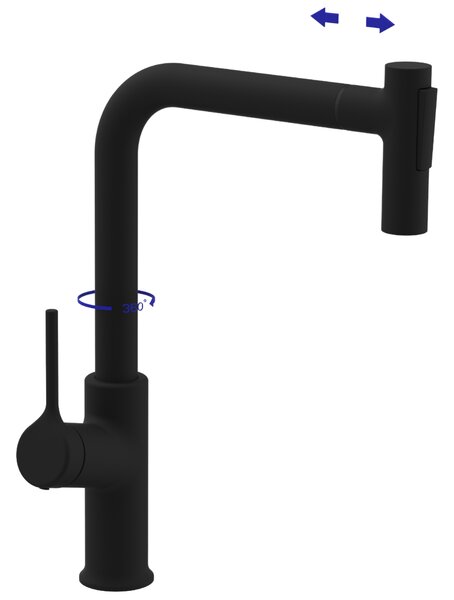Invena Farsala, vysoká dřezová baterie s 2-funkční výsuvnou výlevkou h-369, černá matná, INV-BZ-40-L04-S