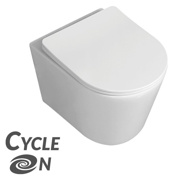 Laveo Jari Cycleon, závěsné WC s vířivým systémem CycleOn 485x370x325 mm + toaletní sedátko, bílá, LAV-VMJ_609S