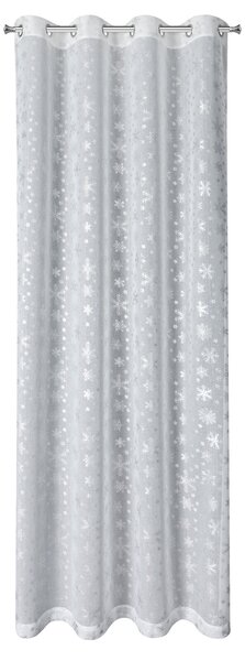 VÁNOČNÍ ZÁCLONA NA KROUŽCÍCH SNOW 140X250 CM VZOROVANÁ