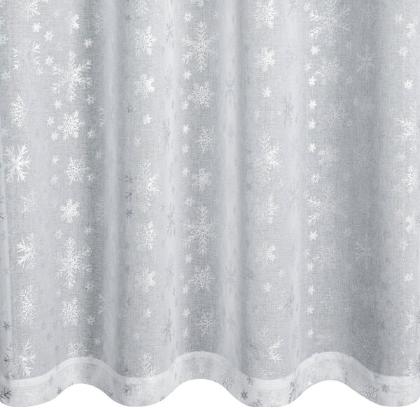 VÁNOČNÍ ZÁCLONA NA KROUŽCÍCH SNOW 140X250 CM VZOROVANÁ