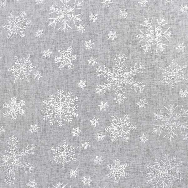 VÁNOČNÍ ZÁCLONA NA KROUŽCÍCH SNOW 140X250 CM VZOROVANÁ