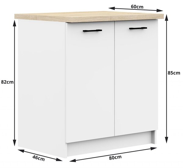 Kuchyňská skříňka OLIVIA – 80 cm | Bílá / Dub Sonoma