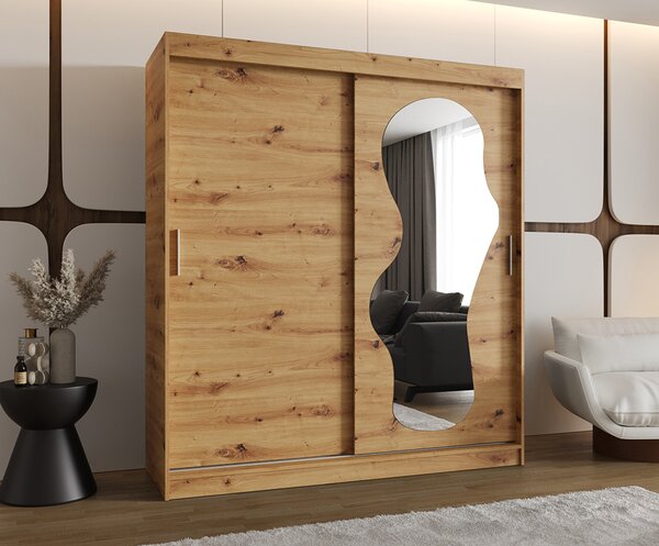 Šatní skřín s posuvnými dveřmi a zrcadlem ULTRA 180cm artisan