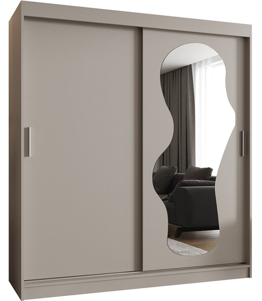 Šatní skřín s posuvnými dveřmi a zrcadlem ULTRA 180cm kašmír