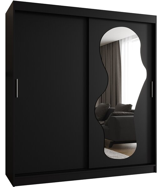 Šatní skřín s posuvnými dveřmi a zrcadlem ULTRA 180cm černá