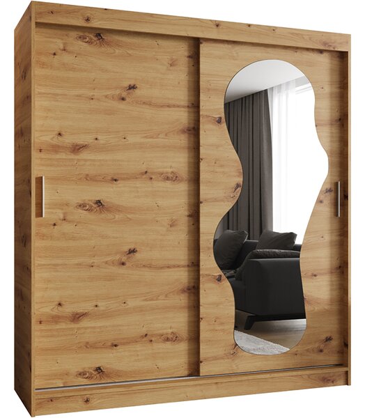 Šatní skřín s posuvnými dveřmi a zrcadlem ULTRA 180cm artisan