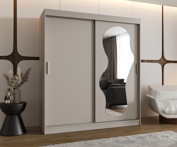 Šatní skřín s posuvnými dveřmi a zrcadlem ULTRA 180cm kašmír
