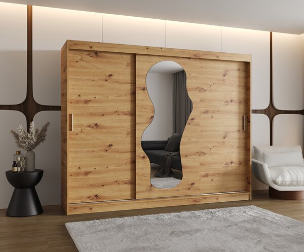 Šatní skřín s posuvnými dveřmi a zrcadlem ULTRA 250cm artisan