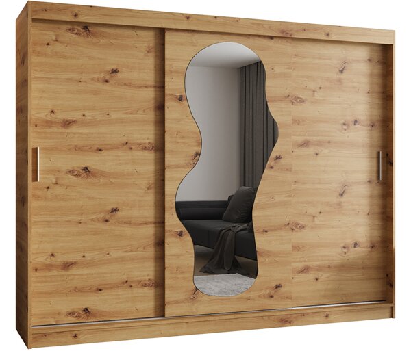 Šatní skřín s posuvnými dveřmi a zrcadlem ULTRA 250cm artisan