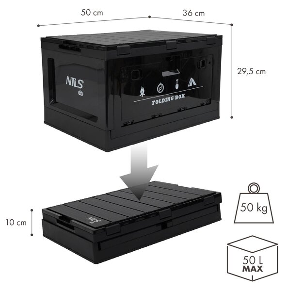 NCB4006 SKLÁDACÍ BOX S VÍKEM S FUNKCÍ STOLU 2V1 50L NILS CAMP