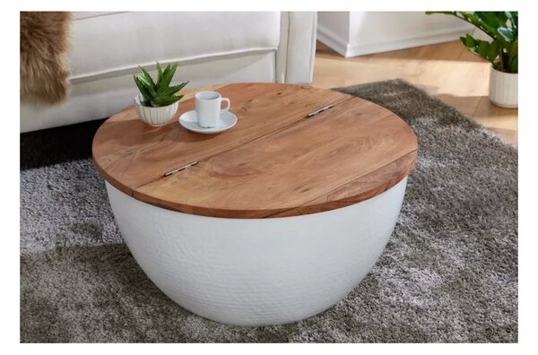Massive home | Konferenční stolek ORIENT STORAGE 60 CM bílý masiv mango, II