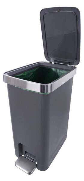 Šedý nášlapný plastový odpadkový koš 15 l Premier – Orion