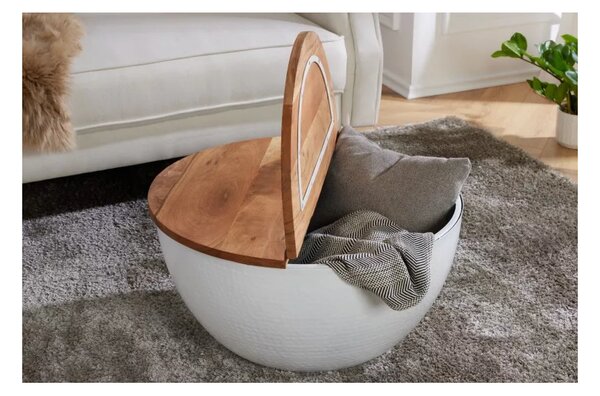 Massive home | Konferenční stolek ORIENT STORAGE 60 CM bílý masiv mango, II