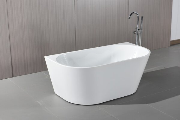 Erga Norah, volně stojící vana ke stěně 150x75 cm + odtoková zátka, bílá lesklá, ERG-Norah-150075-WH-WH
