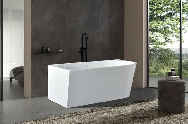 Erga Zara, rohová volně stojící vana 140x72 cm + odtoková zátka, levá, bílá lesklá, ERG-ZARA-140072L-WH-WH
