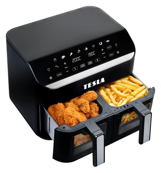 TESLA AirCook DualZone Q460 XXL - multifunkční duální digitální horkovzdušná fritéza