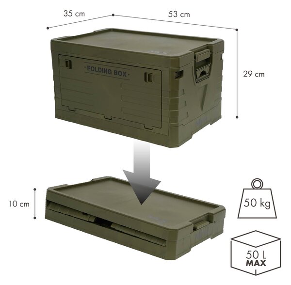 NCB4004 ZELENÝ SKLÁDACÍ BOX S VÍKEM 50L NILS CAMP