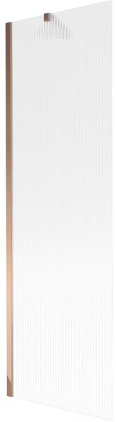 Mexen Next, vanová zástěna 1-křídlová 60 x 150 cm, fixní křídlo, 6 mm sklo s pruhy, růžové zlato profil, 895-060-000-00-09-60