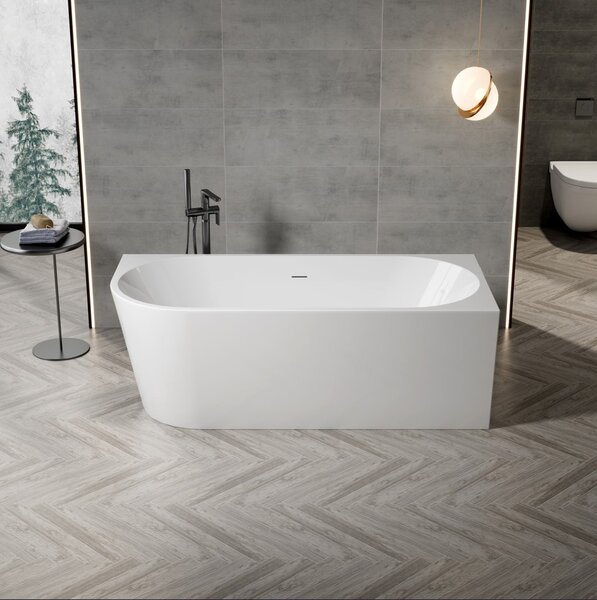 Erga Zara, rohová volně stojící vana 150x75 cm + odtoková zátka, pravá, bílá lesklá, ERG-Zara-150075R-WH-WH