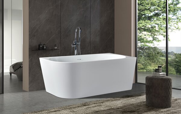 Erga Zara, rohová volně stojící vana 150x75 cm + odtoková zátka, pravá, bílá lesklá, ERG-Zara-150075R-WH-WH