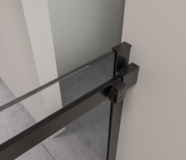 Erga Lynn, sprchový kout s posuvnými dveřmi 90(dveře) x 80(stěna) x 195 cm, 8mm čiré sklo, černý profil, ERG-V02-LYNN-D090G080-CL-BK