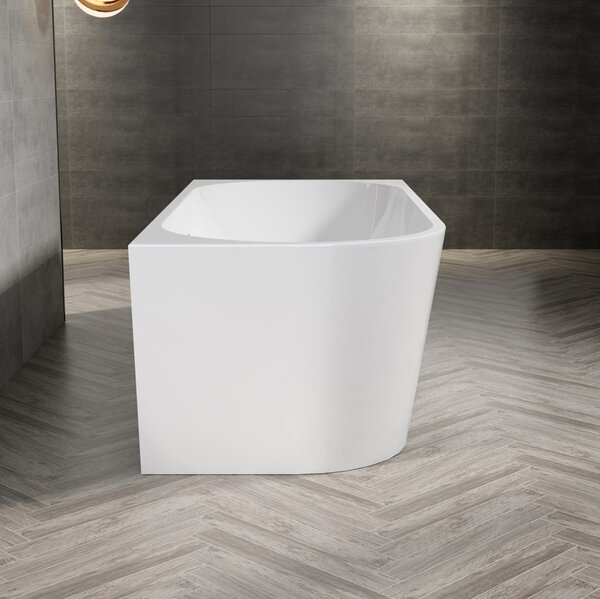 Erga Zara, rohová volně stojící vana 150x75 cm + odtoková zátka, pravá, bílá lesklá, ERG-Zara-150075R-WH-WH