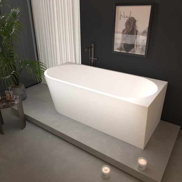 Erga Zara, rohová volně stojící vana 150x75 cm + odtoková zátka, pravá, bílá lesklá, ERG-Zara-150075R-WH-WH