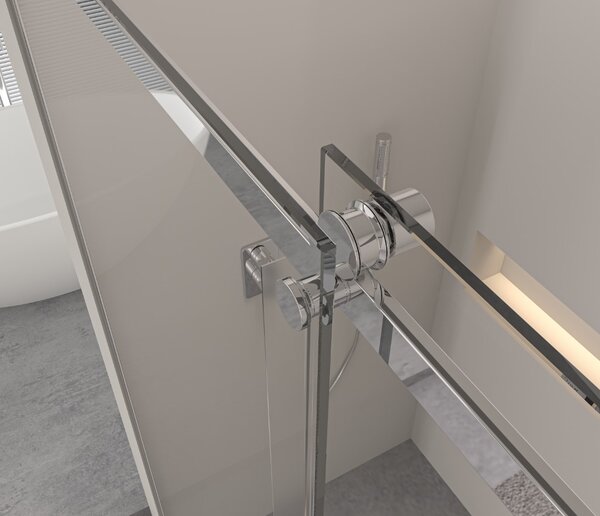 Erga Lynn, sprchový kout s posuvnými dveřmi 90(dveře) x 100(stěna) x 195 cm, 8mm čiré sklo, chromový profil, ERG-V02-LYNN-D090G100-CL-CR