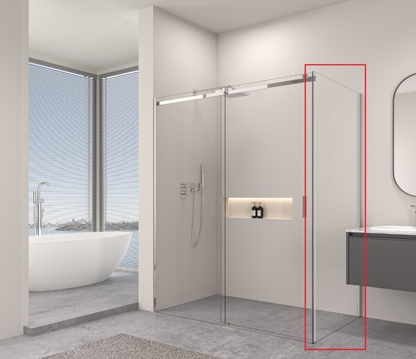 Erga Lynn, pevná stěna pro sprchový kout 70x195 cm, 8mm čiré sklo, chromový profil, ERG-V02-LYNN-G070-CL-CR