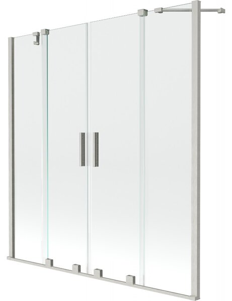 Mexen Velar Duo, 2-křídlová posuvná vanová zástěna 150 x 150 cm, 8mm čiré sklo, broušená ocel, 896-150-000-02-97