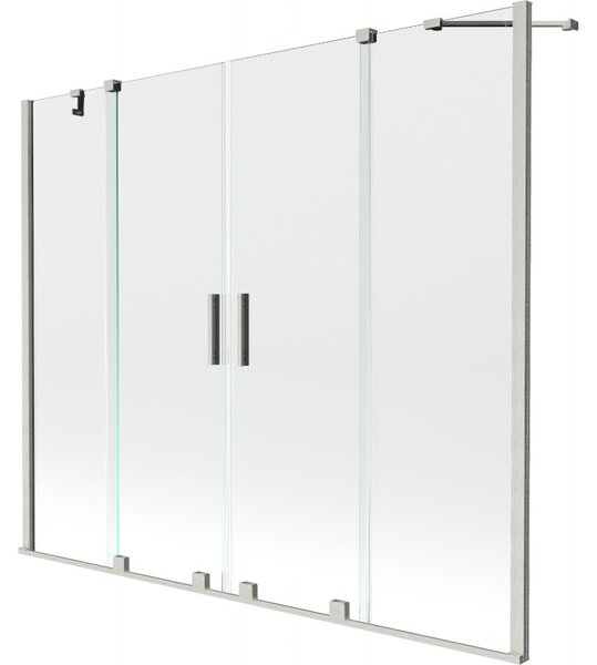 Mexen Velar Duo, 2-křídlová posuvná vanová zástěna 180 x 150 cm, 8mm čiré sklo, broušená ocel, 896-180-000-02-97