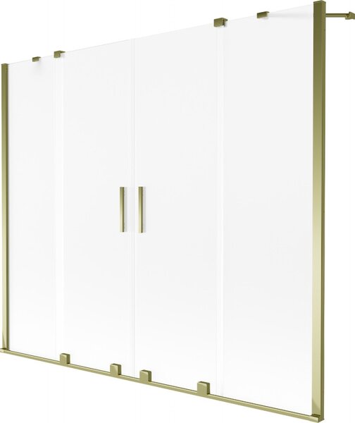 Mexen, Mexen Velar Duo parawan nawannowy 2-skrzydłowy rozsuwany 170 x 150 cm, szron, złoty - 896-170-000-32-50