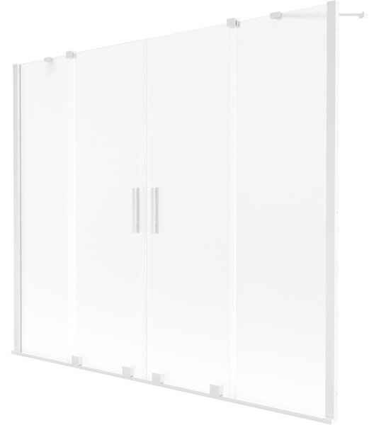 Mexen, Mexen Velar Duo parawan nawannowy 2-skrzydłowy rozsuwany 170 x 150 cm, szron, biały - 896-170-000-32-20