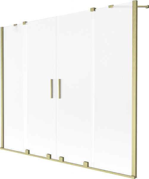 Mexen, Mexen Velar Duo parawan nawannowy 2-skrzydłowy rozsuwany 170 x 150 cm, szron, złoty szczotkowany - 896-170-000-32-55