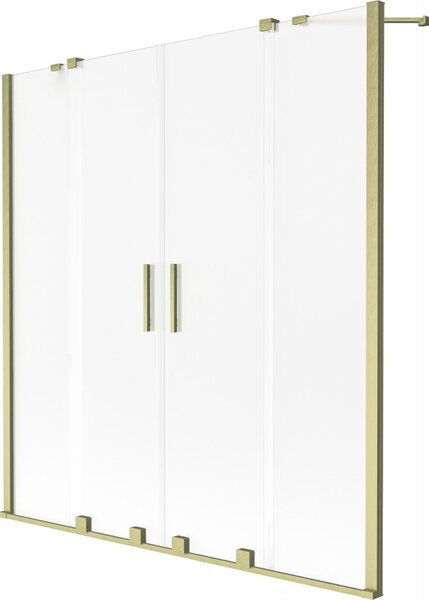 Mexen, Mexen Velar Duo parawan nawannowy 2-skrzydłowy rozsuwany 140 x 150 cm, szron, złoty szczotkowany - 896-140-000-32-55