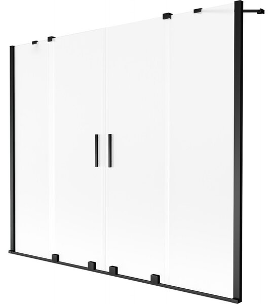 Mexen, Mexen Velar Duo parawan nawannowy 2-skrzydłowy rozsuwany 170 x 150 cm, szron, czarny - 896-170-000-32-70