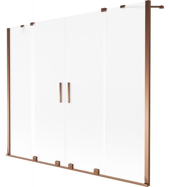 Mexen, Mexen Velar Duo parawan nawannowy 2-skrzydłowy rozsuwany 170 x 150 cm, szron, różowe złoto - 896-170-000-32-60