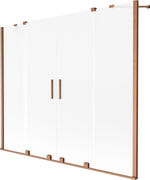 Mexen, Mexen Velar Duo parawan nawannowy 2-skrzydłowy rozsuwany 170 x 150 cm, szron, miedź szczotkowana - 896-170-000-32-65