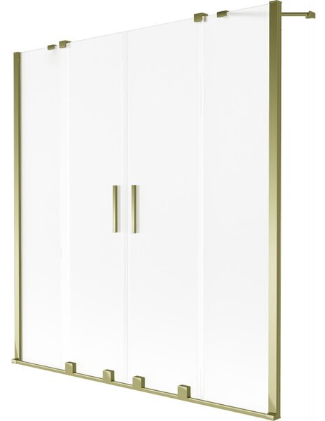 Mexen, Mexen Velar Duo parawan nawannowy 2-skrzydłowy rozsuwany 140 x 150 cm, szron, złoty - 896-140-000-32-50
