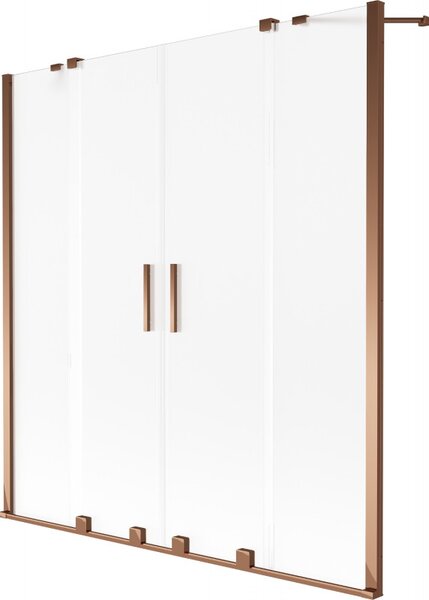 Mexen, Mexen Velar Duo parawan nawannowy 2-skrzydłowy rozsuwany 160 x 150 cm, szron, różowe złoto - 896-160-000-32-60