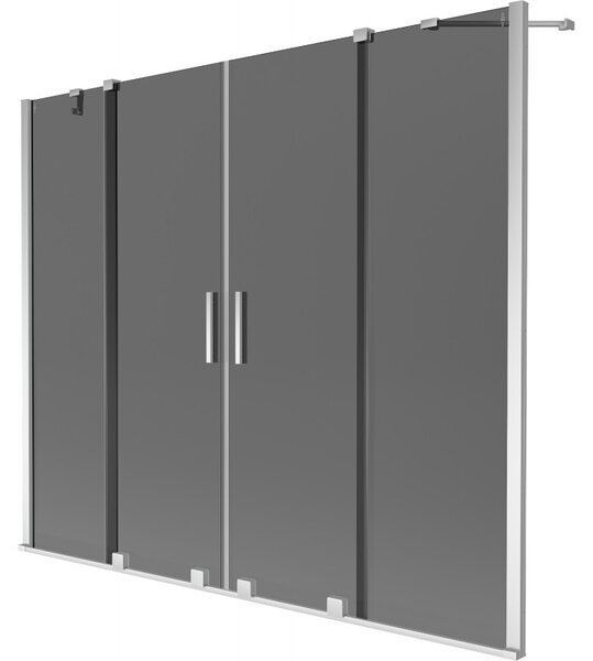 Mexen Velar Duo, 2-křídlová posuvná vanová zástěna 170 x 150 cm, 8mm šedé sklo, chromový profil, 896-170-000-42-01