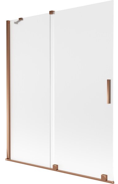 Mexen Velar, 2-křídlová posuvná vanová zástěna 140 x 150 cm, 8mm sklo námraza, růžové zlato, 896-140-000-31-60