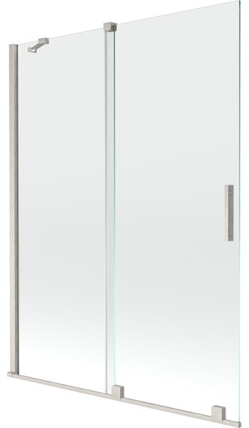 Mexen Velar, 2-křídlová posuvná vanová zástěna 130 x 150 cm, 8mm čiré sklo, broušená ocel, 896-130-000-01-97