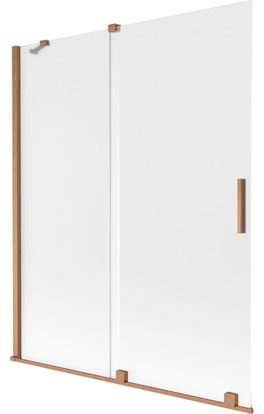 Mexen Velar, 2-křídlová posuvná vanová zástěna 140 x 150 cm, 8mm sklo námraza, měděná matná, 896-140-000-31-65