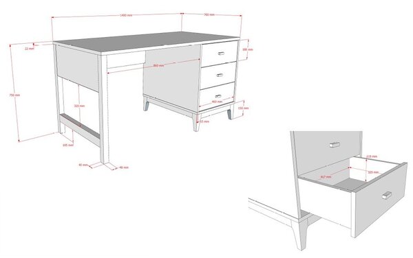 Pracovní stůl v dekoru ořechu 70x140 cm Ilyas – Vipack
