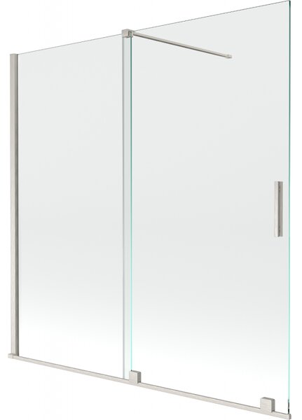 Mexen Velar, 2-křídlová posuvná vanová zástěna 160 x 150 cm, 8mm čiré sklo, broušená ocel, 896-160-000-01-97