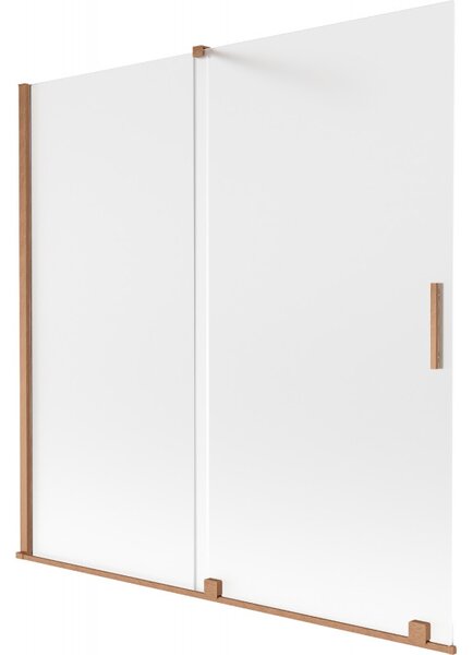 Mexen Velar, 2-křídlová posuvná vanová zástěna 160 x 150 cm, 8mm sklo námraza, měděná matná, 896-160-000-31-65